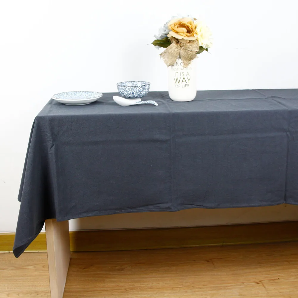 

High quality Fashion Basic style washed Cotton Linen fabric TableCloth Solid colour Table Decorative Elegant Table Cover