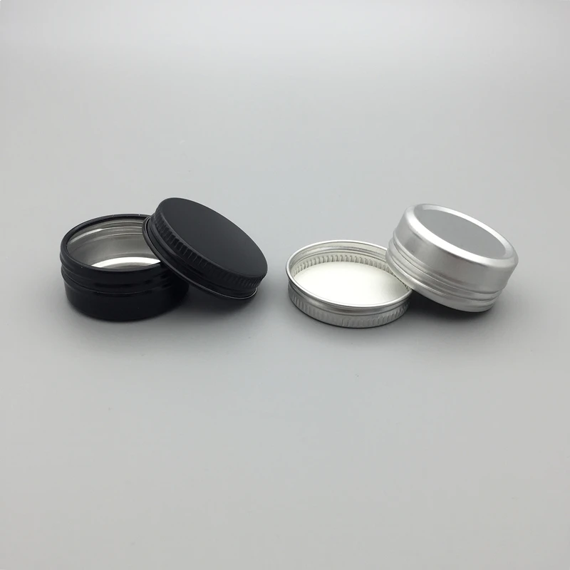 10 г пустые круглые алюминиевые бальзам для губ банки для косметическая упаковка серебристый/черный металл Косметические Jar Контейнер, крем банку с крышкой