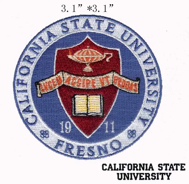 

California State University School Seal 3.1"diameter embroidery patch for blue letters/1911 texts/the book