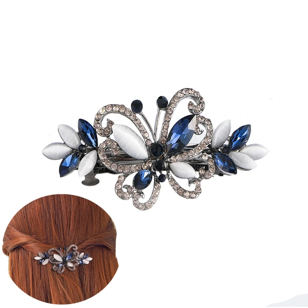 

Vintage Crystal Butterfly Hairpins Women Girls Shiny Rhinestone Butterfly Flower Hollow Hair Clips Barretts Hair Accessories