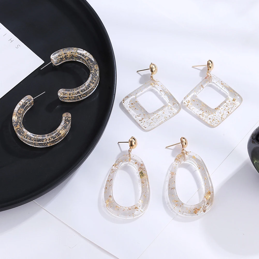 Женские корейские Прозрачные Серьги золотистого цвета акриловый ювелирные