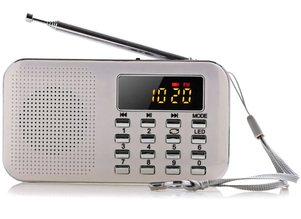 Мини Портативный FM радио цифровой ЖК-дисплей стерео перезаряжаемый динамик двухдиапазонный USB TF карта Mp3 музыкальный плеер с светодиодный светильник