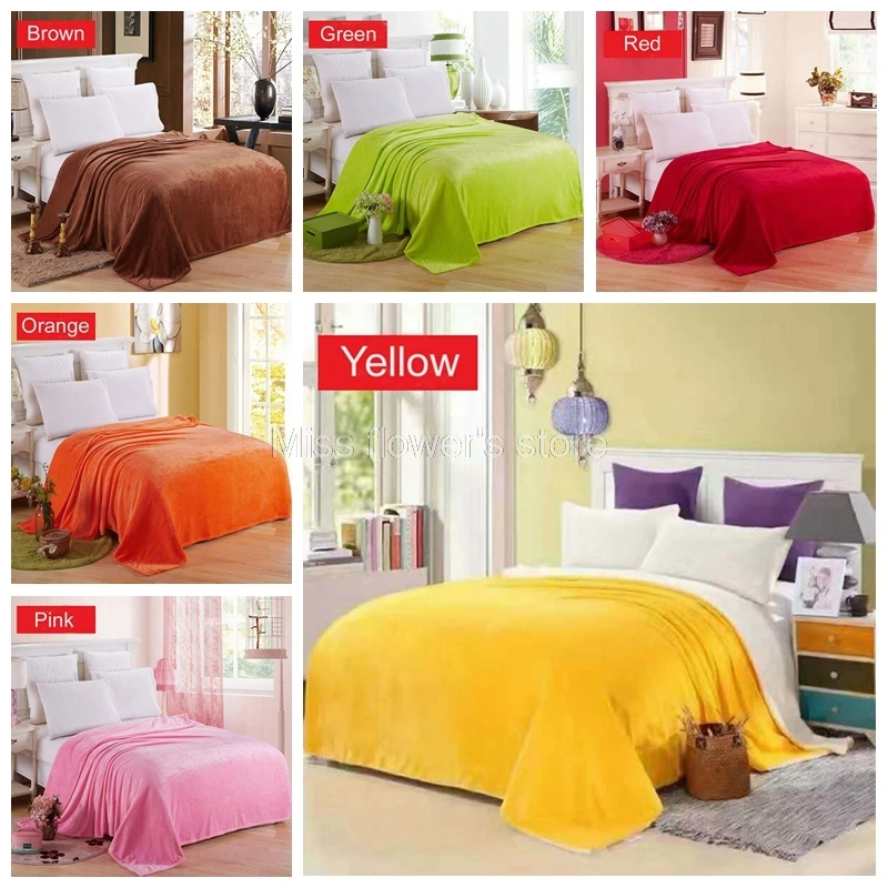 50*70CM / 70*100CM 100*140CM Soft Warm Solid Colors Flannel Coral Fleece Blanket Air Conditioning Bedspreads | Дом и сад