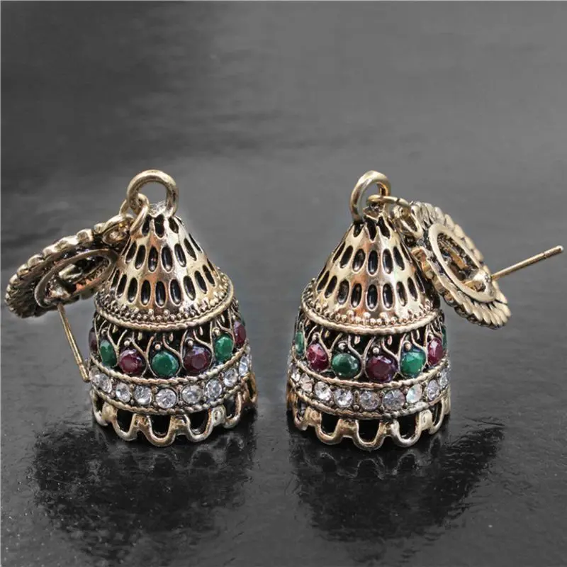 Красивые винтажные серебряные болливудские ювелирные изделия Meenakari Jhumki Jhumka