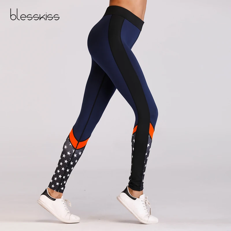Женские леггинсы с принтом BLESSKISS для йоги спортивная одежда фитнеса колготки
