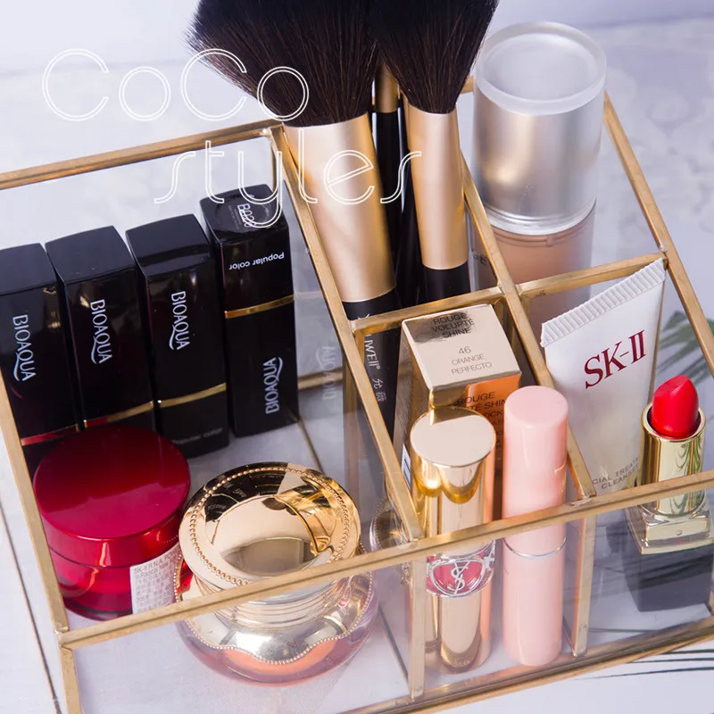 Cocostyles premium luxurious design cosmetics storage box organizer with golden edge for glamorous women home decoration | Дом и сад