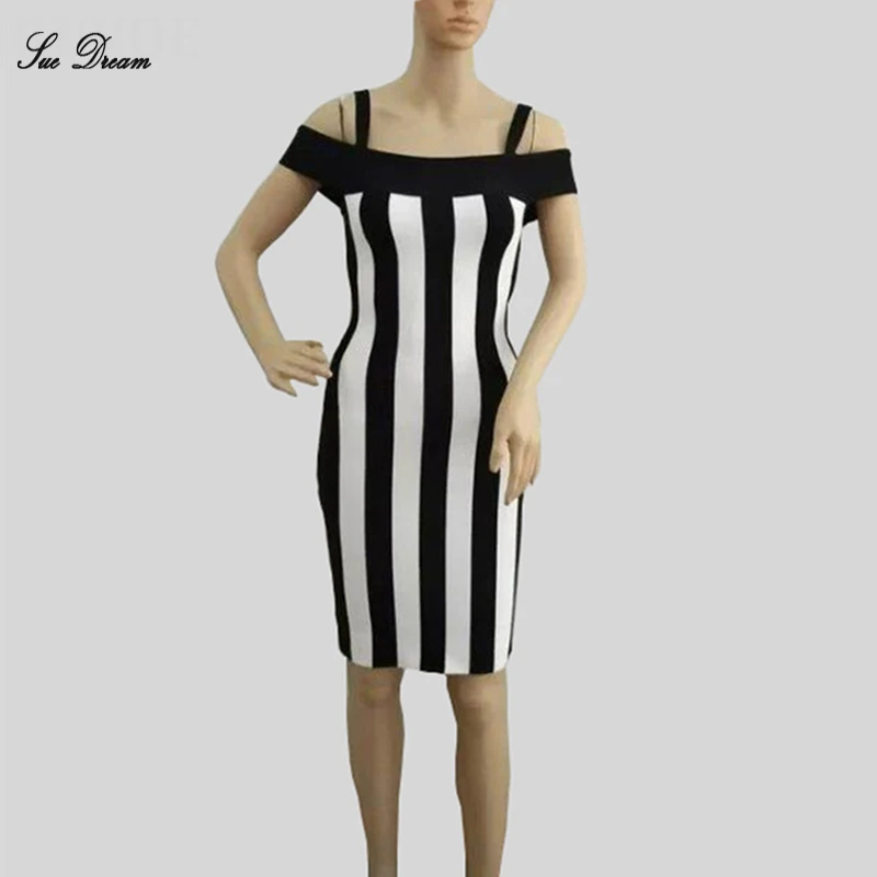 Новинка 2017 летнее платье для женщин элегантные Для черно белое Полосатое с