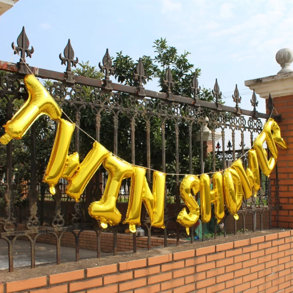 

Twins Shower balloons Banner Double The Love Baby Party Decorations Unisex Foil balloons bunting decor