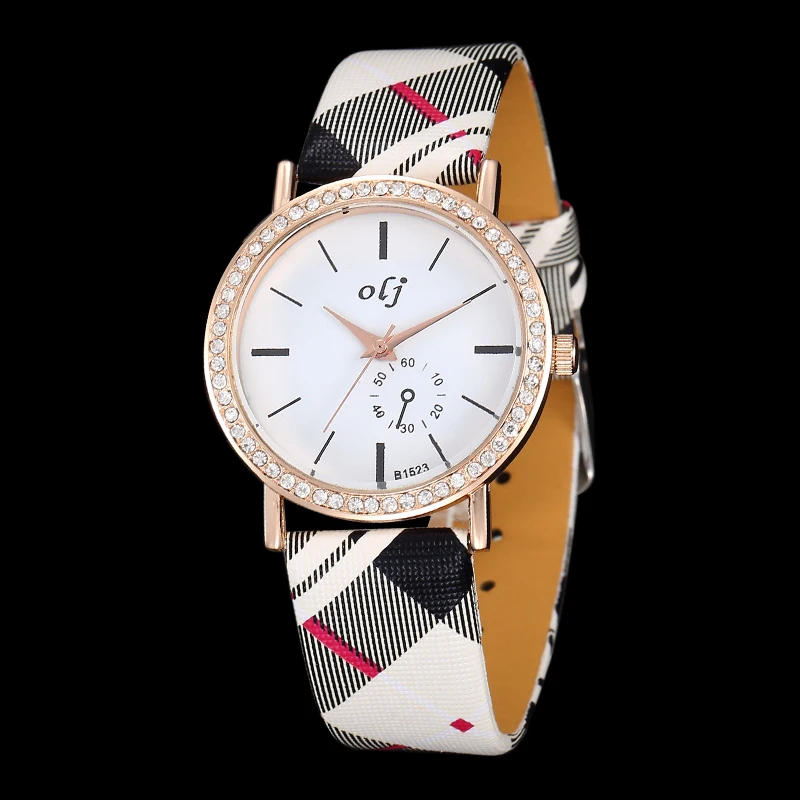 Роскошные женские часы с корпусом из розового золота кожаные повседневные