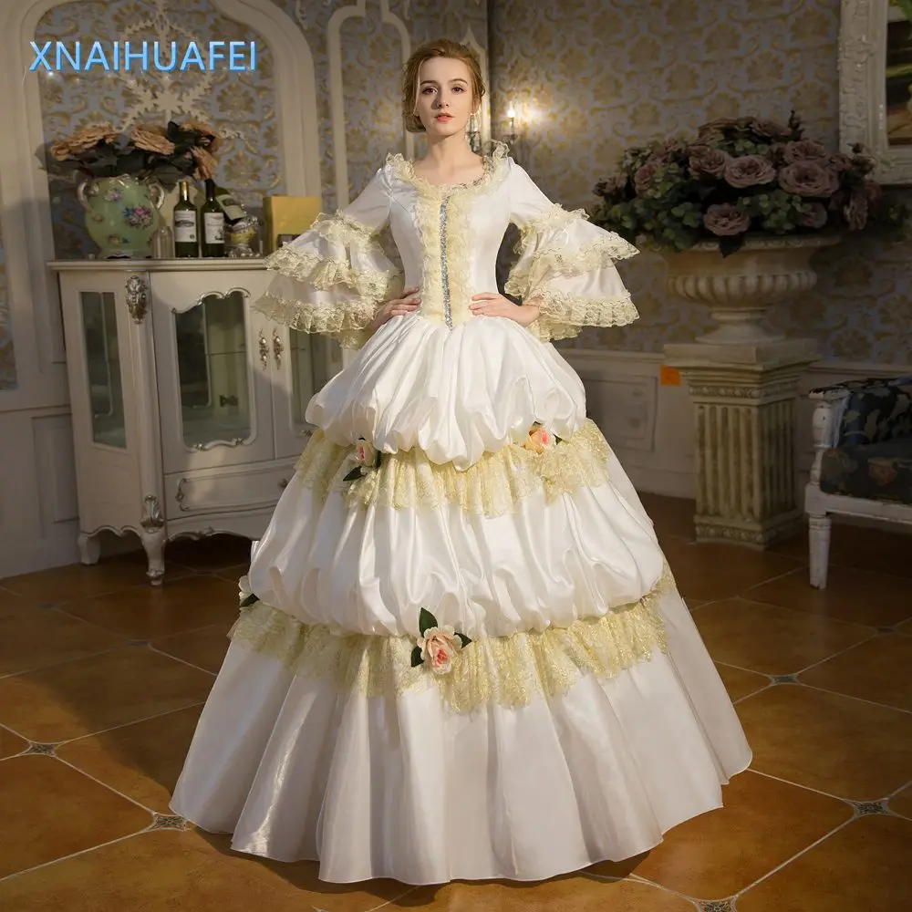 Белое платье в стиле рококо средневековое женское викторианском готическое