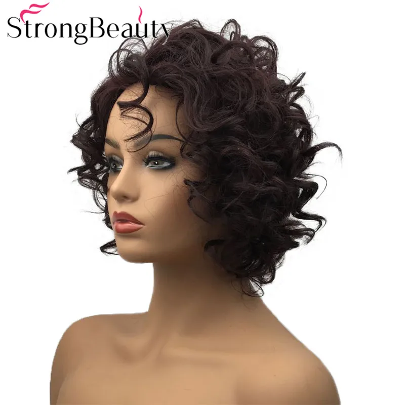 StrongBeauty короткие вьющиеся волосы парики синтетические волосы термостойкие косплей парик для женщин# 2-99J цвет