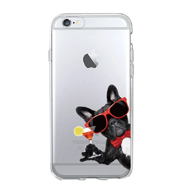 

Cute Puppy Pug Cool French Bulldog Dog Soft Phone Case Coque Funda For iPhone 1112 Pro Max 7 7Plus 5 5S 6S 8 8Plus X XS