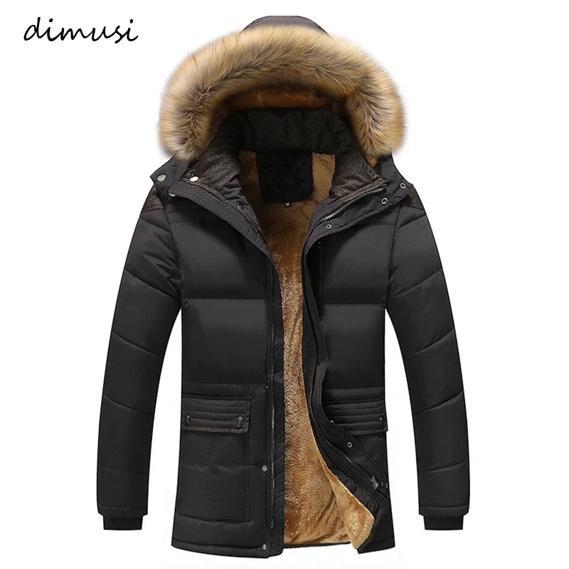 

DIMUSI Winter Men Thick Warm Jacket Male Cotton Fluff Lining Parkas Male Casual Faxu Fur Collar Windbreaker Hoodies 5XL,TA237