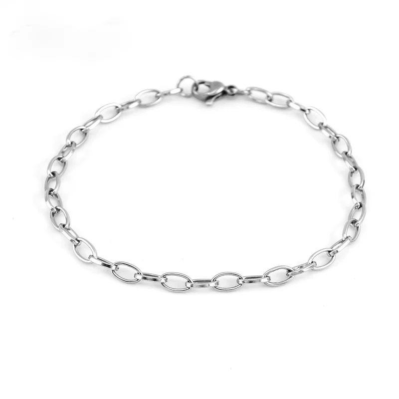 Женский овальный браслет-цепочка Pulsera Mujer из нержавеющей стали ширина 4 мм ручные