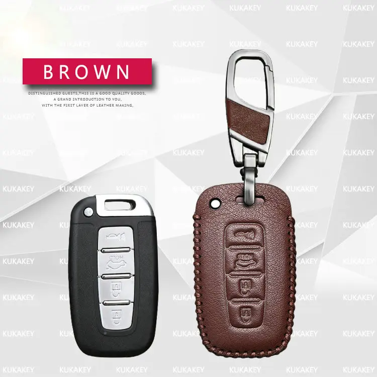 Kukakey дистанционного Smart Ключи чехол для KIA K5 Sportage R Sorento кожа Ключи брелок держатель Обложка сумка В виде ракушки Интимные аксессуары - Название цвета: Brown
