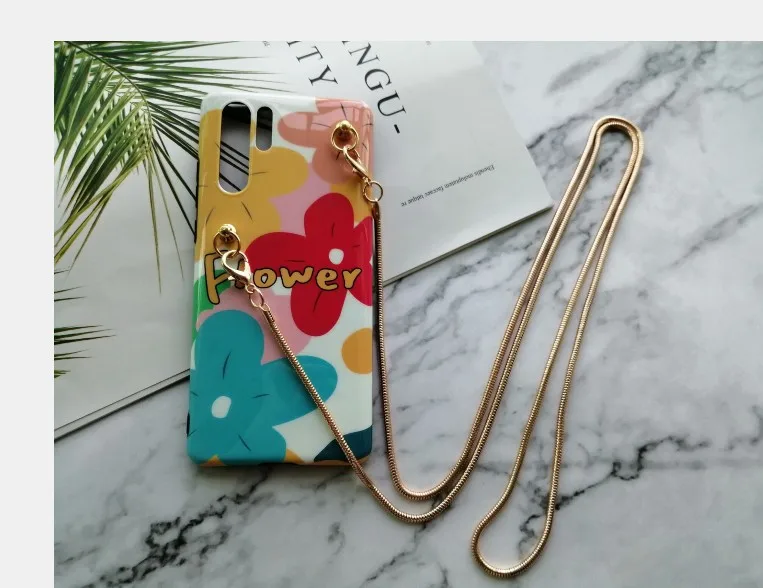 Мягкий чехол для huawei P30 pro P20 с растительным листом для huawei Mate20 pro mate30 nova 5 4 3 3i 2s с цепочкой через плечо для девочек honor 20 Pro v20 - Цвет: with strap5
