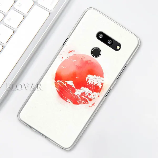 Волнистые художественные японские зеленые чехлы для телефонов LG G7 Plus G8 ThinQ G6 V40 V50 ThinQ Q6 Q7 Q8 Жесткий Чехол для ПК - Цвет: J011