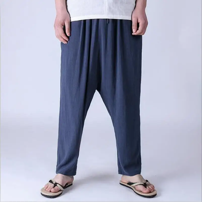 

2022 Spring Summer New Harem Pants Men cotton Linen pants plus size casual Trousers Vintage big size Autumn pants M-5XL 6XL
