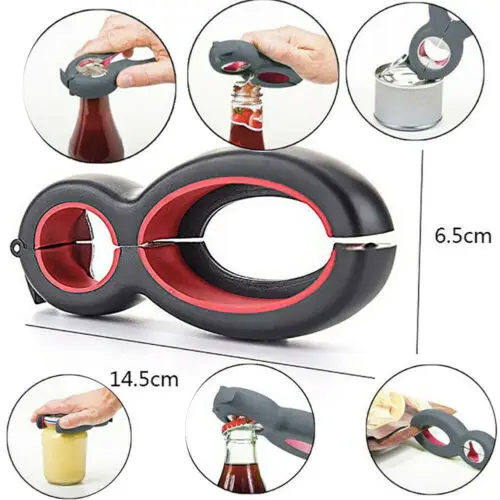 Multi-Tool 6 in 1 Bottle Openers Soda Soup Can Jelly Jar Opener Twist off Remover Dining Bar Tool | Дом и сад