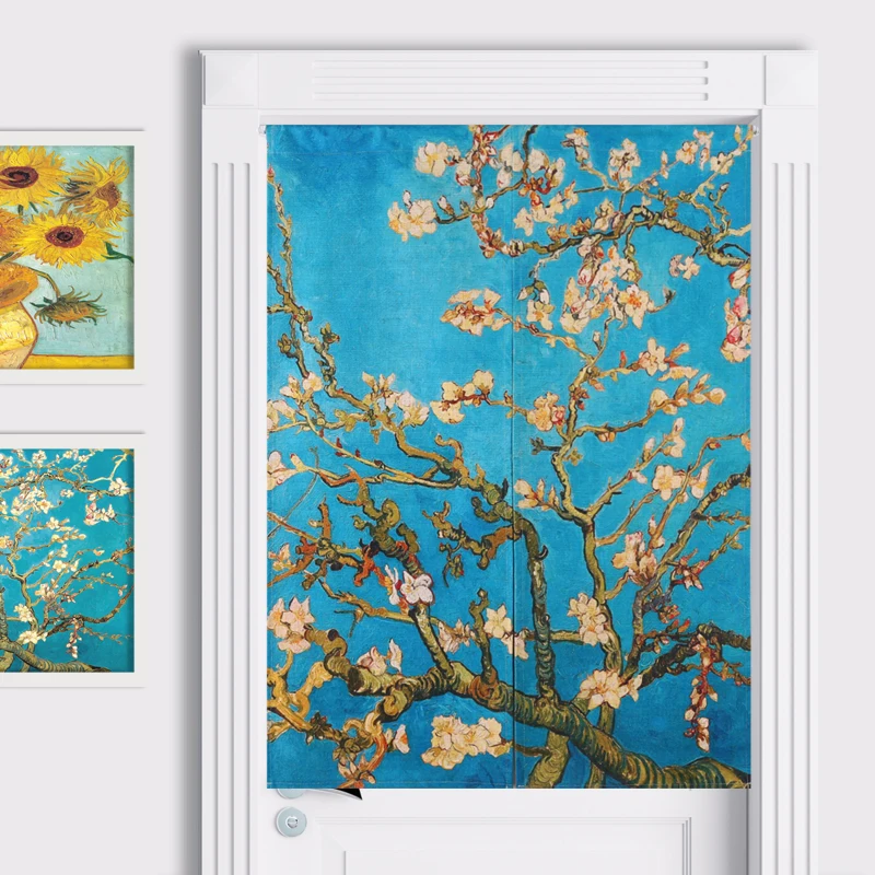 Retro Van Gogh Painting Door Curtain Floral Linen Tapestry Study Home Decor Bedroom Kitchen Noren | Дом и сад