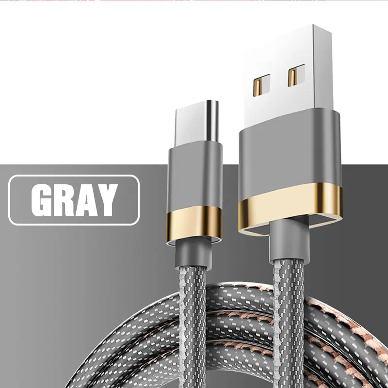AZV usb type-C кабель для samsung s8 s9 huawei P20 Honor Xiaomi Phone 5A шнур для быстрой зарядки и передачи данных кабель для зарядки телефона type-C - Цвет: Gray