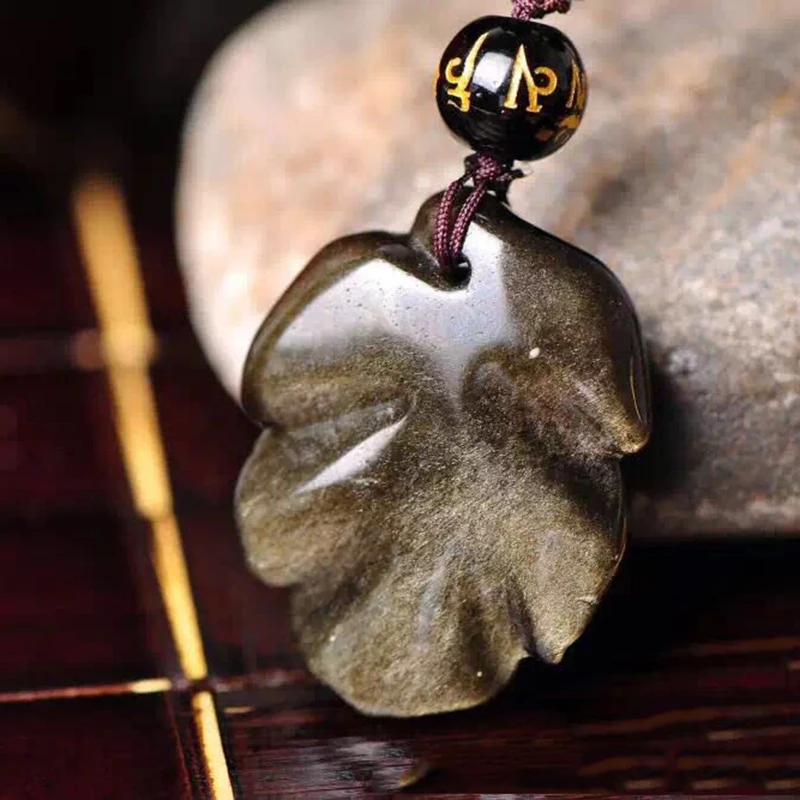 Подлинные Высококачественные золотые натуральные черные обсидиана Подвески