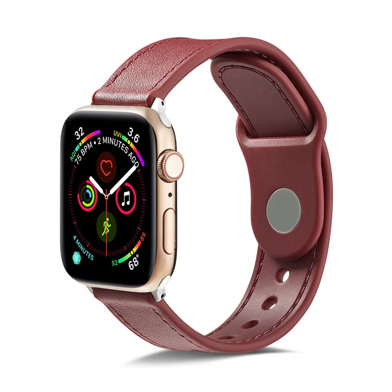 Ремешок из натуральной кожи для apple watch 4 5 полоса 42 мм 38 44 40 браслет TPU Мягкий часов