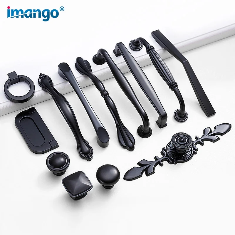 Kitchen Bathroom Cabinet Handles Modern Pulls Simple Black for Cabinets Hardware Drawer Single Double Hole|Ручки шкафа| |