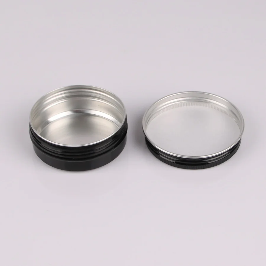 Алюминиевая круглая бутылка для крема 2 шт. 60 г черного цвета косметические