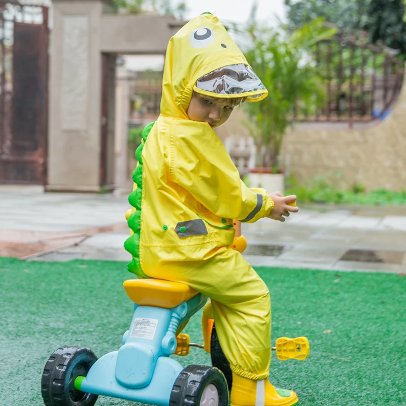 

Cute Dinosaur Polyester Baby Raincoat Outdoor Waterproof Rain Coat Kids Jumpsuit Rainwear Windproof Boys Girls Rain Jacket