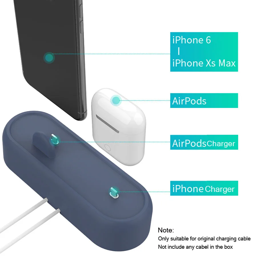 Силиконовый держатель 2 в 1 для Airpods чехол зарядное устройство Apple аксессуары