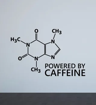 Powered By Caffeine Wall Decal Coffee Poster Office Decor Caffeine Molecule Sign Vinyl Stickers Wallpaper Home Decoration G365