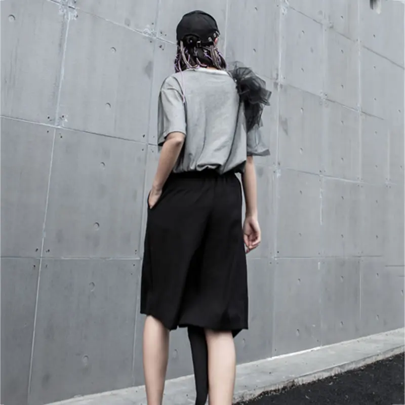 [XITAO] 2019 New Europe Casual Loose Short Sleeve Mesh Patchwork O-neck Fashion Wild Women Summer Pullover T-shirt ZQ1509 | Женская