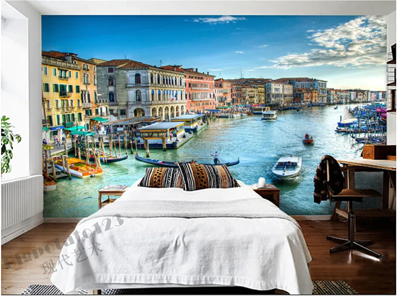 

Custom 3D large murals, Venice building oil painting de parede Papel, living room sofa TV bedroom wall paper