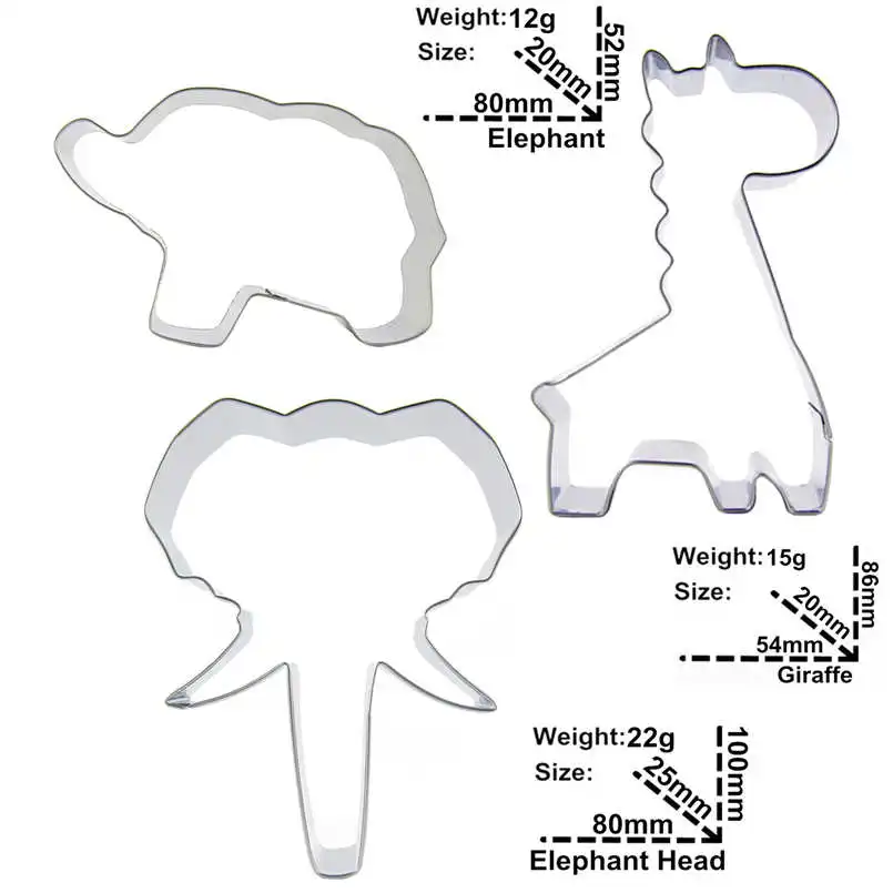 3 шт. форма для выпечки слон голова слона жираф | Дом и сад