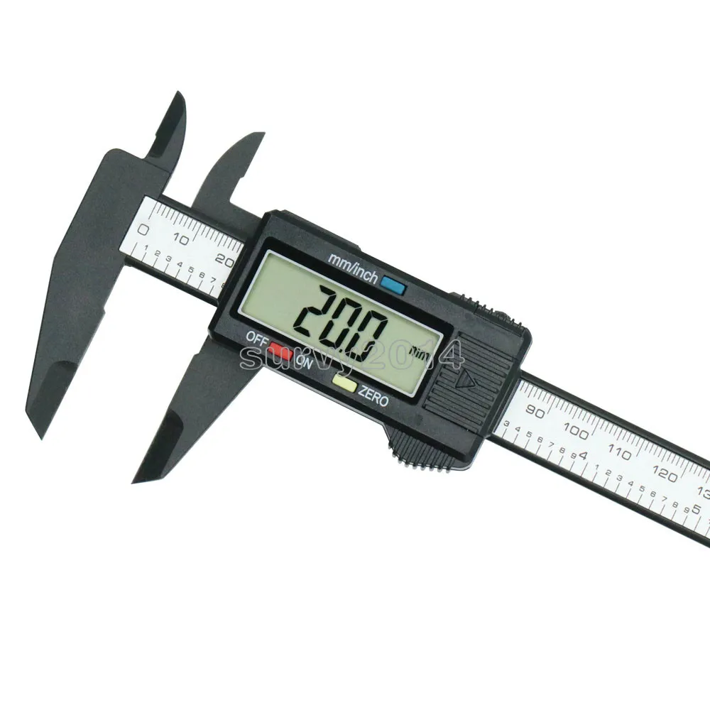 

150mm 6inch LCD Digital Electronic Carbon Fiber Vernier Caliper Gauge Micrometer New Arrival