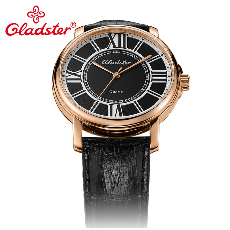 Повседневные мужские кварцевые часы Gladster из нержавеющей стали золотого цвета