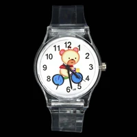 cute little teddy bear care bears kids wristwatch children baby sport cartoon transparent band gift quartz watch