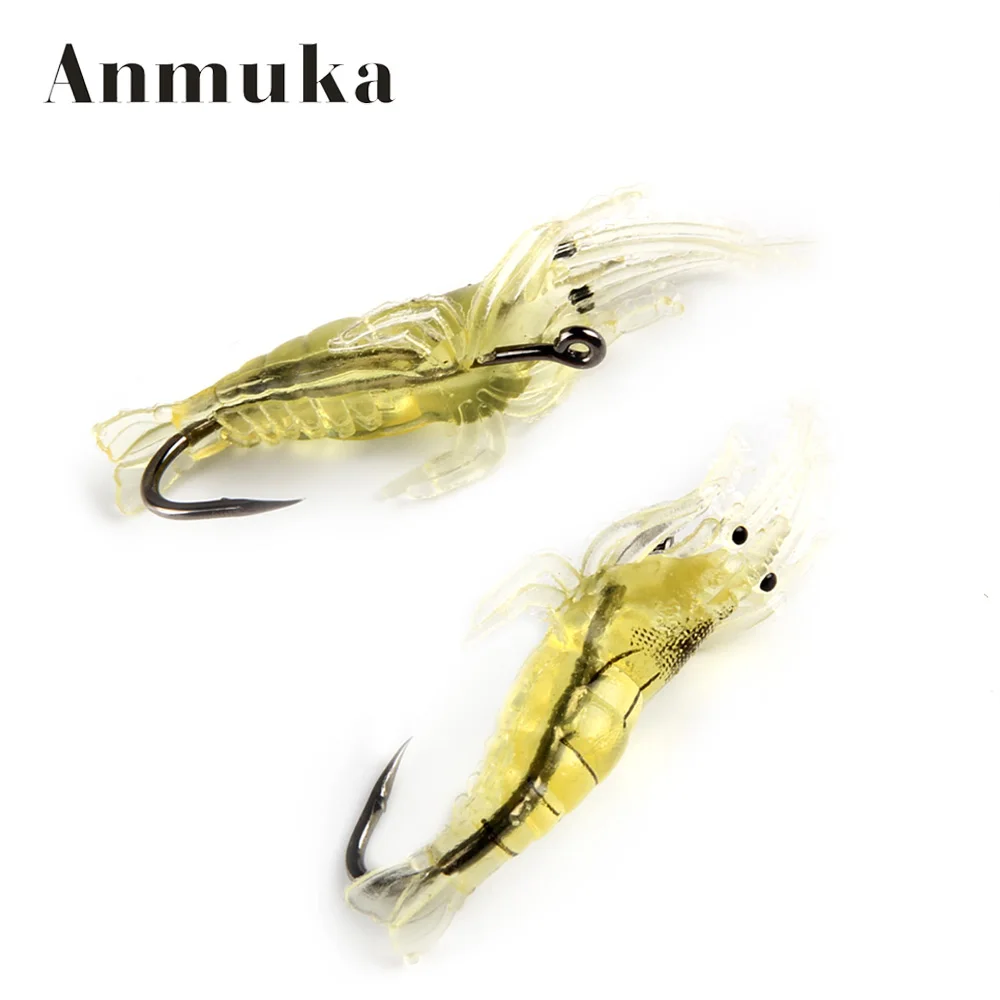 Anmuka 10 шт. 4 см Мягкая Креветки Рыбалка приманки один Крючки мягкие Реалистичная