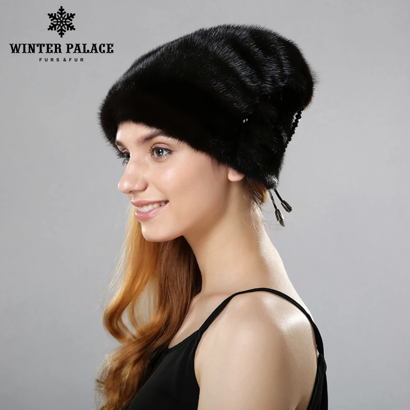 Меховая шапка для зимы весь реального норки Cap 2017 модные женские туфли шапочки