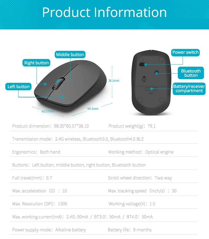 Новая Бесшумная Беспроводная оптическая мышь Rapoo с Bluetooth 3,0/4,0 RF 2,4G Бесшумная мини Бесшумная мышь для Windows PC ноутбука компьютера