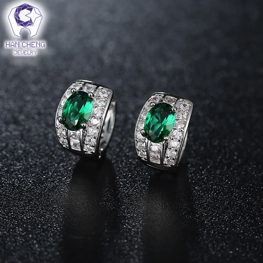 HanCheng Новая мода трендовая петля AAA циркон камень драгоценный Круглый Круг Серьги