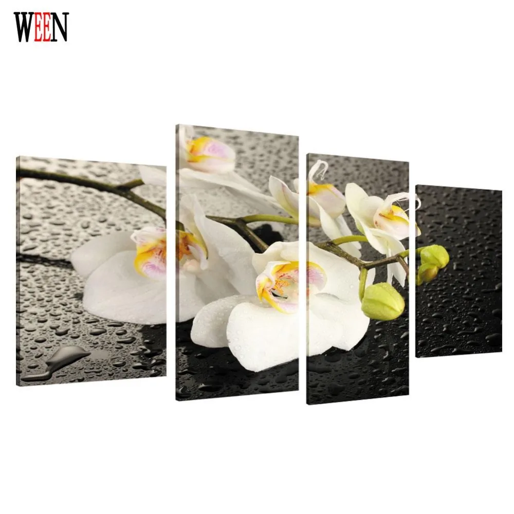 HD печать 4 шт цветы в рамке холст искусство настенные картины для гостиной