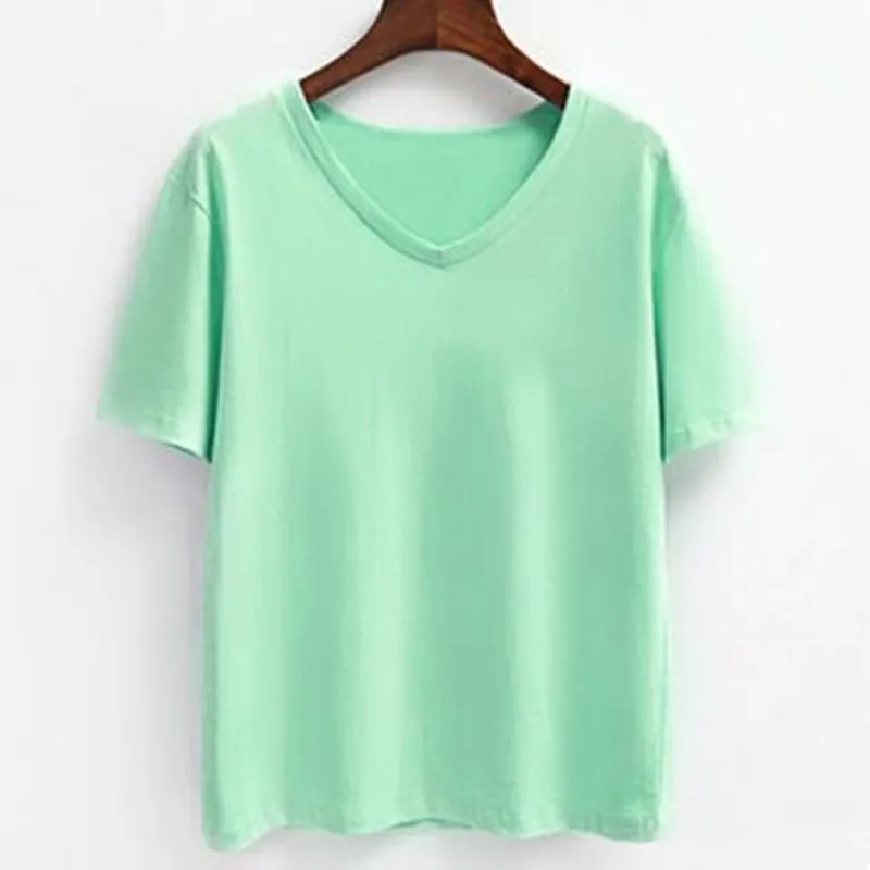Футболка с коротким рукавом V-образным вырезом для отдыха лето 2020 | Женская одежда