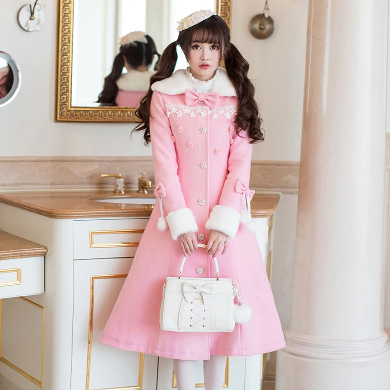 Candy Rain The Little Girls Long Wool Coat Korean Thickened Knee Slim Woolen Coat Women C22cd7293
