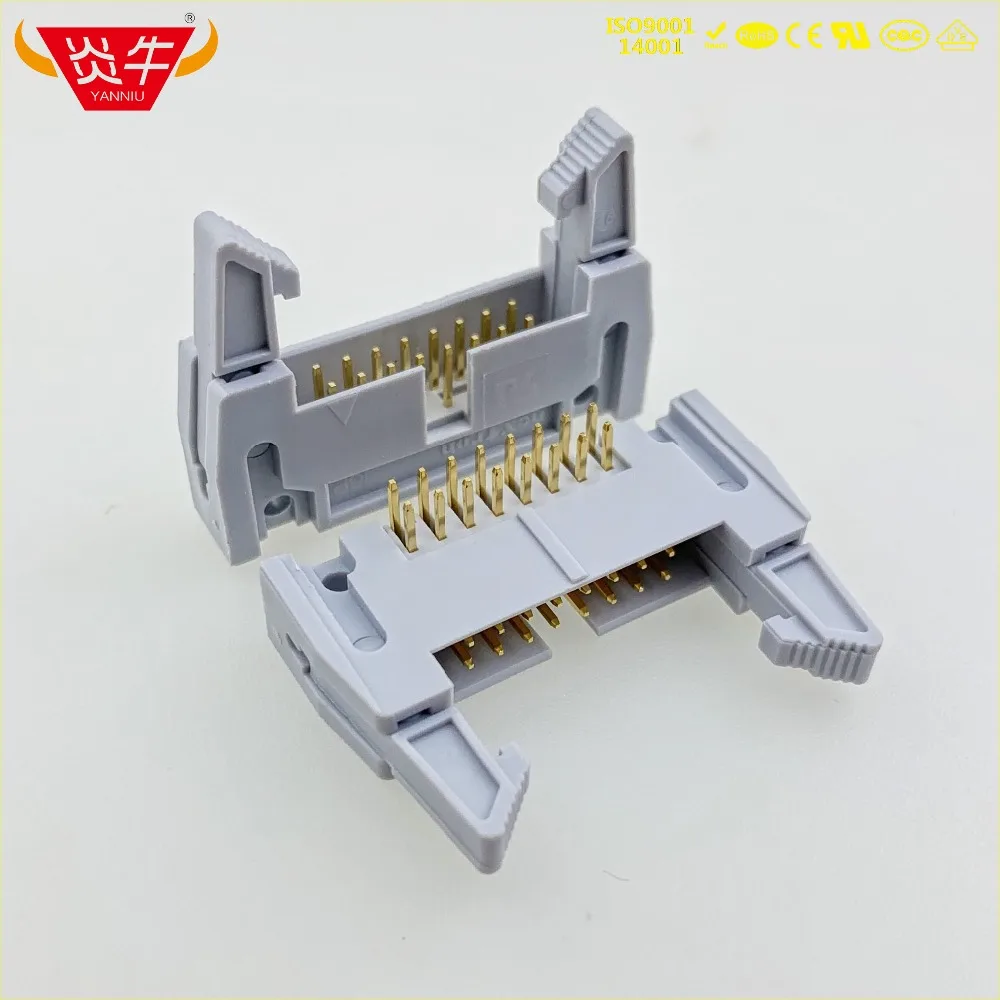 

DC2-16P IDC SOCKET BOX 2.54mm PITCH EJECTOR HEADER RIGHT ANGLE CONNECTOR 2*8P 16PIN CONTACT PART OF THE GOLD-PLATED 3Au YANNIU