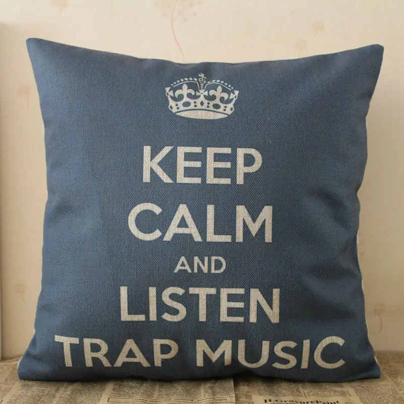 Синяя наволочка с надписью Keep Calm and Listen Music Words 18x18 дюймов|cushion covers sofa|cover ebookcushion beige |