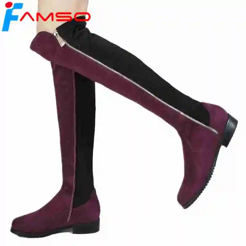FAMSO Size34 43 Новинка 2019 года женские ботинки на молнии плоской подошве в стиле