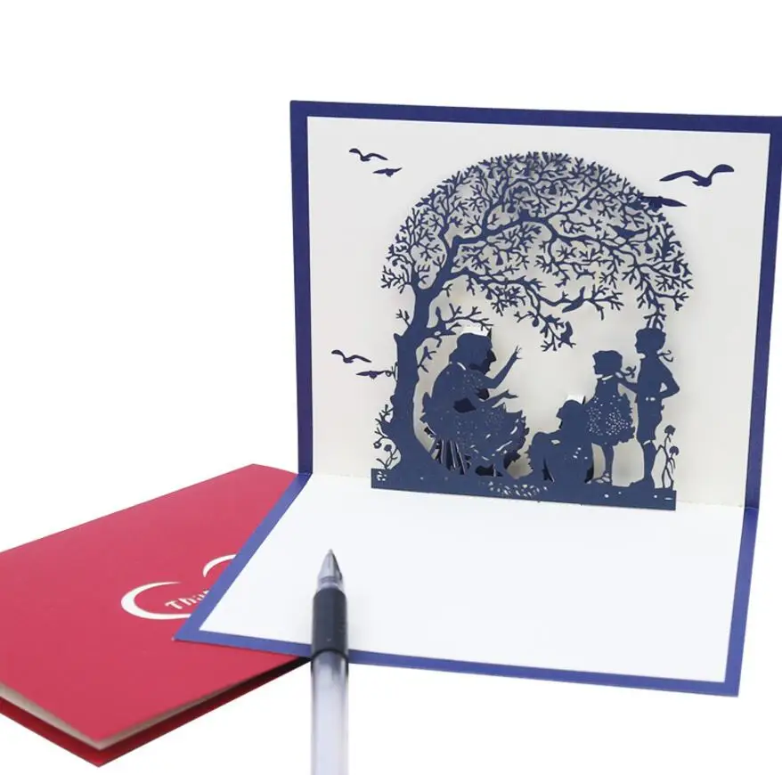 10 шт. ручной работы Kirigami Origami Tree Kids 3D Pop UP Поздравительные открытки