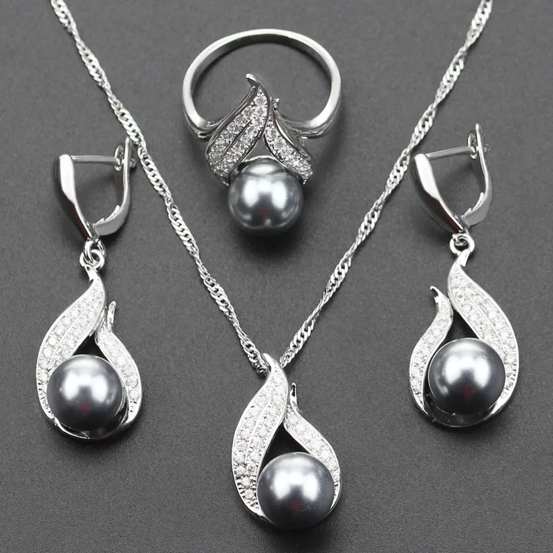 2017 новое поступление серый искусственный жемчуг свадебный подарок набор